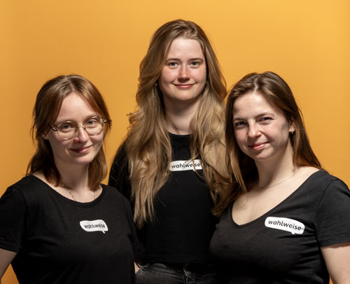 Wahlweise Projektgruppe von links nach rechts Helena Richel, Annika Kettler, Lisa Löbbbecke